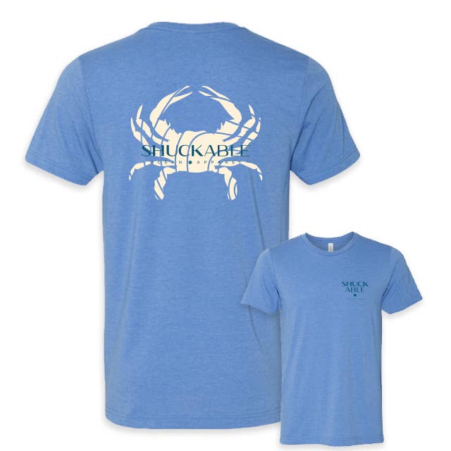 T-Shirt Crabe - Bleu Marine et Tan pour la vente par Shuckable