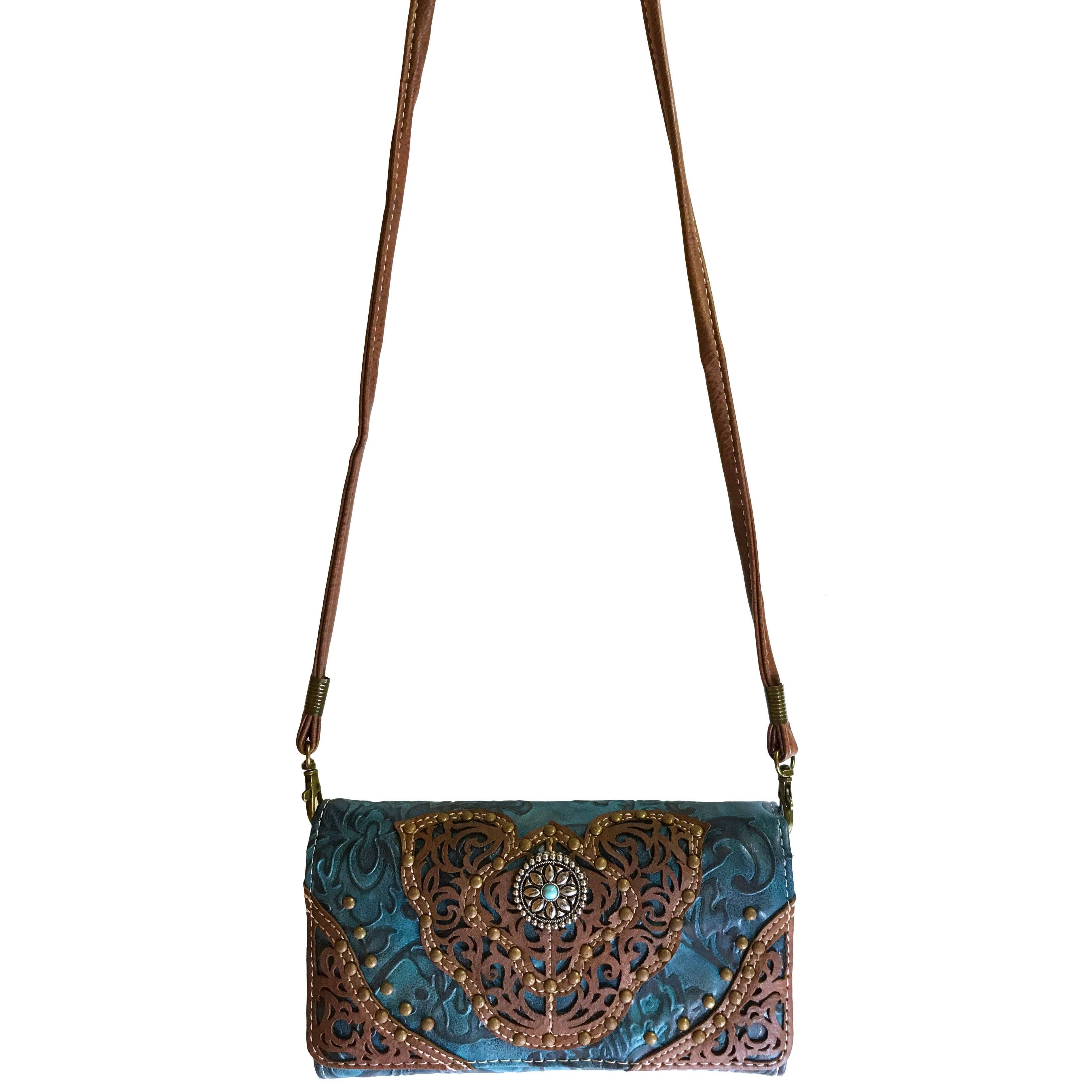 Lunar Deer - Wholesale Wallet - Women's - Women Western Floral Damask Medallion Crossbody Wallet2