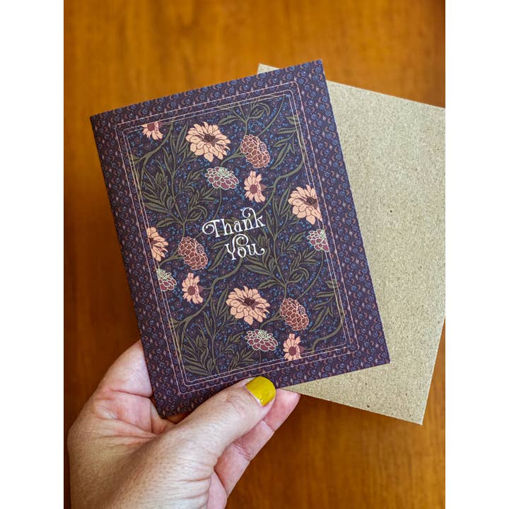re:mused studio - Wholesale Thank You Card - Moonlight Zinnia Thank You A2 Greeting Card5