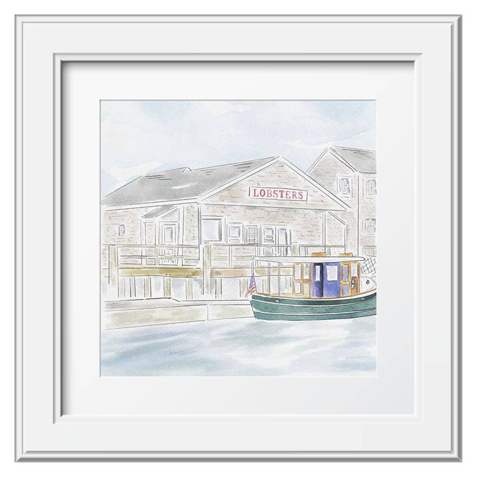 Wharf Lobster Shack Watercolor Art Print for wholesale by WonderfullyWrittenCo
