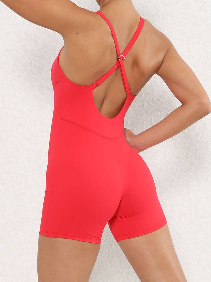 Crave by FW - Wholesale Jumpsuit - Women's - Cross Strap Short Bodysuit Backless One Piece Yoga Jumpsuit36
