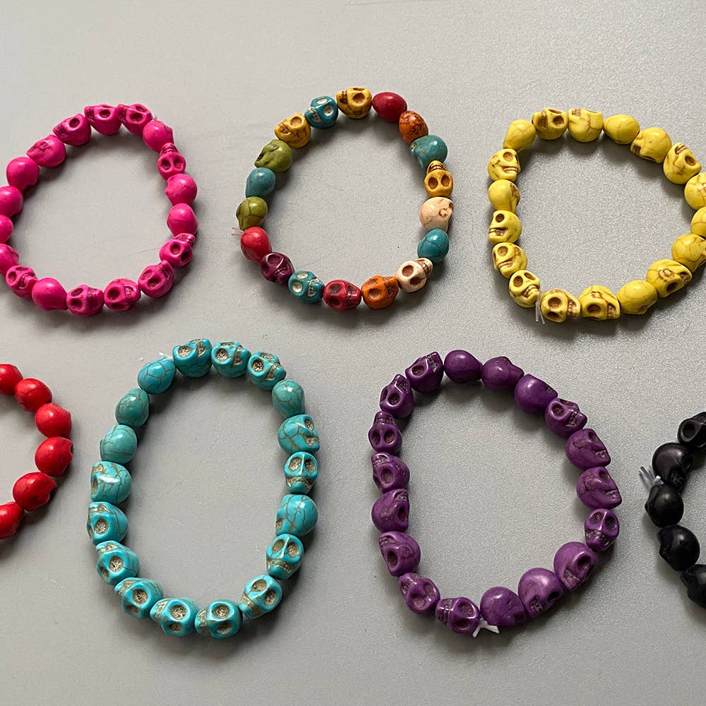 VIE - Wholesale Beaded Bracelet - Skull Bracelet, Dyed Howlite10