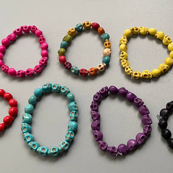 VIE - Wholesale Beaded Bracelet - Skull Bracelet, Dyed Howlite10