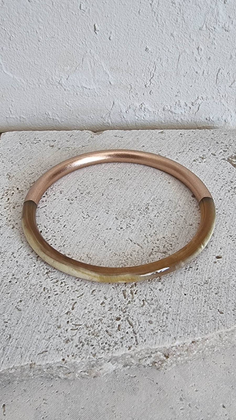 Le Coin Sauvage - Wholesale Bangle Bracelet - Horn Bangle Bracelet - 5 mm - Champagne Duo - Rose Gold2
