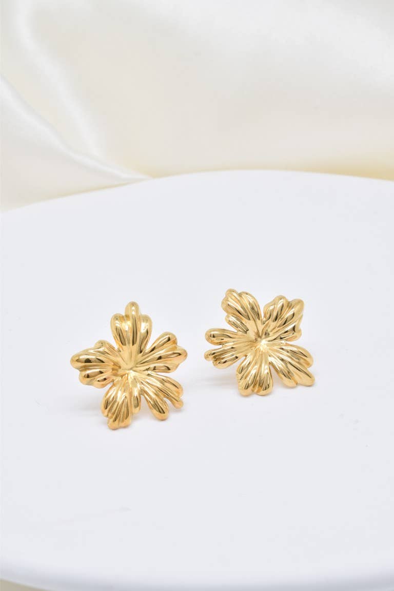 Kapyco - Wholesale Stud/Post Earrings - Stainless steel flower earrings -BO100349