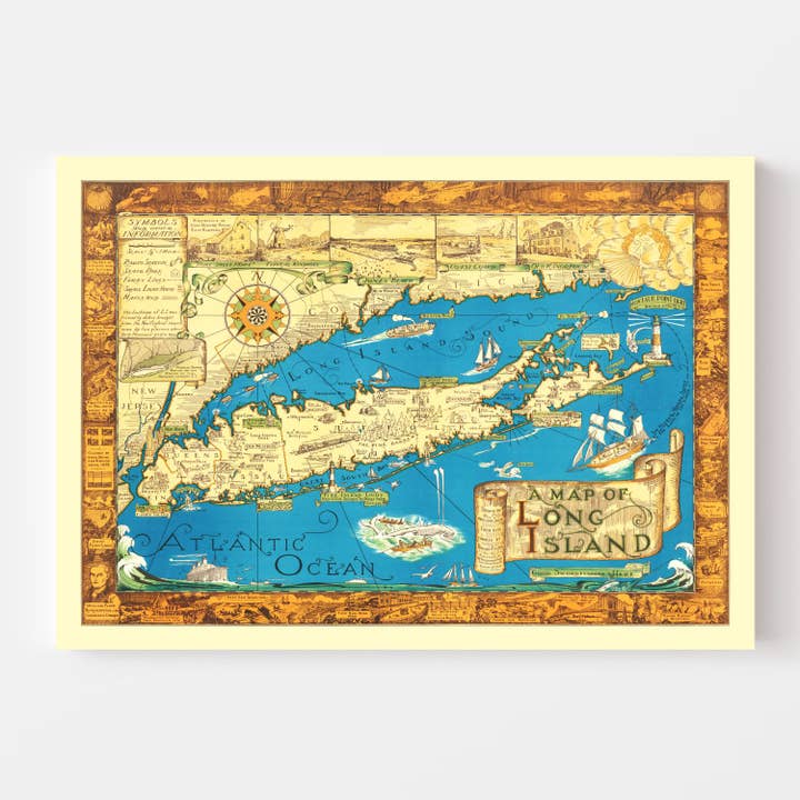 Ted's Vintage Art - Wholesale Map - Vintage Map of Long Island, New York 19332