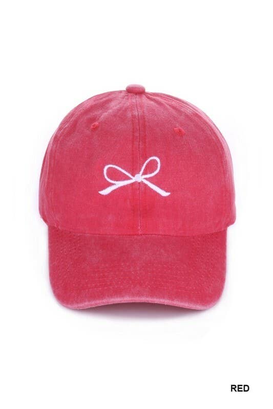 42POPS - Wholesale Baseball Cap - Women's - `.SI-26368 Coquette Ribbon Bow Embroidery Washed Hat4