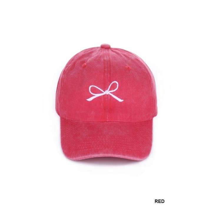 42POPS - Wholesale Baseball Cap - Women's - `.SI-26368 Coquette Ribbon Bow Embroidery Washed Hat4