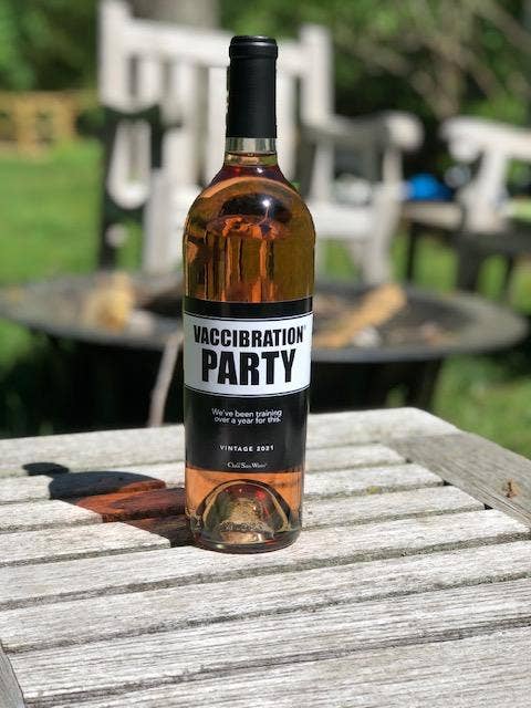 Class With Sass Party Decor - Wholesale Gift Tag Label - "Vaccibration Party" 2021 . Fun Wine Bottle Labels.2