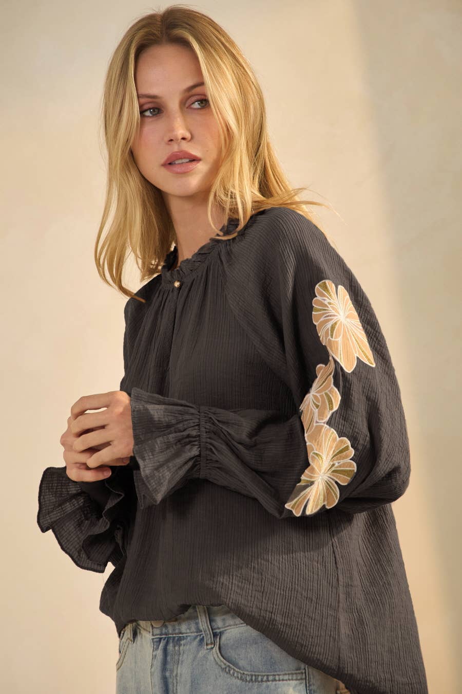 Oddi – wholesale Blus - Dam – Skrynklad bondblus0