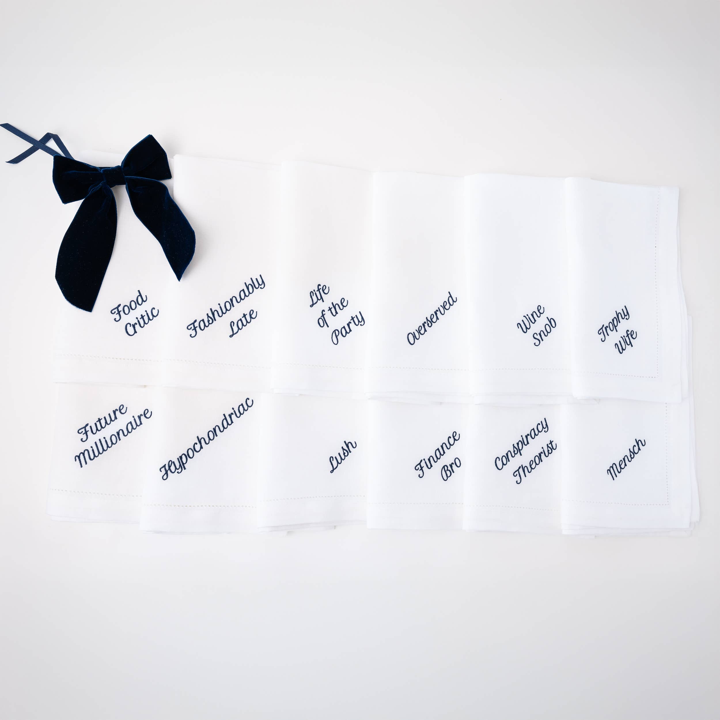 No Reservations - Vente Serviettes de table en tissu - Serviettes de table en lin avec superlatifs de fête – Lot de 1211