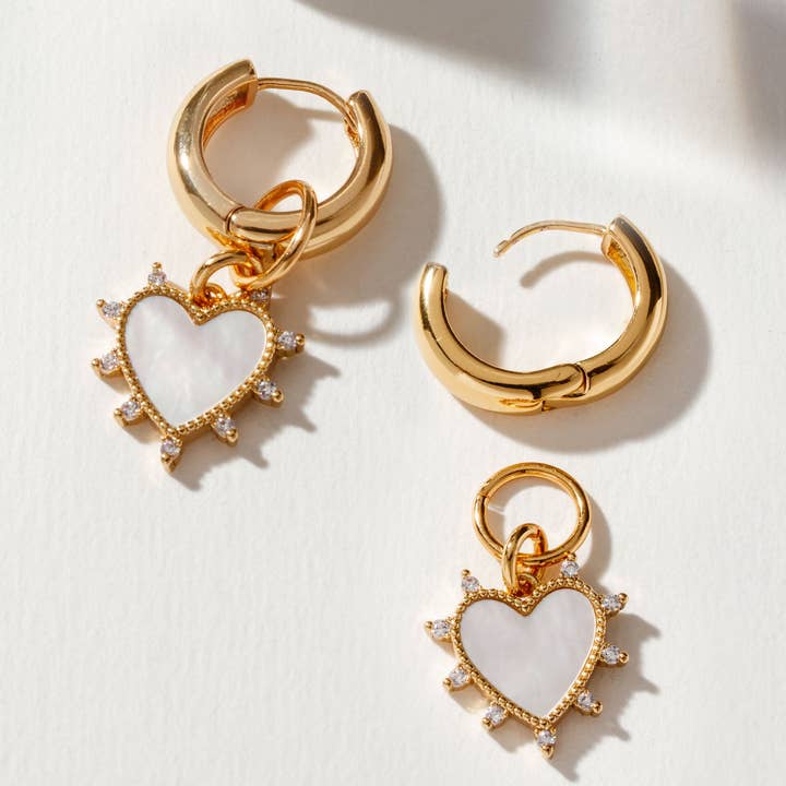 Luna Norte - Wholesale Huggie Earrings - Dolce Cuore Charm Huggie Hoop Earring