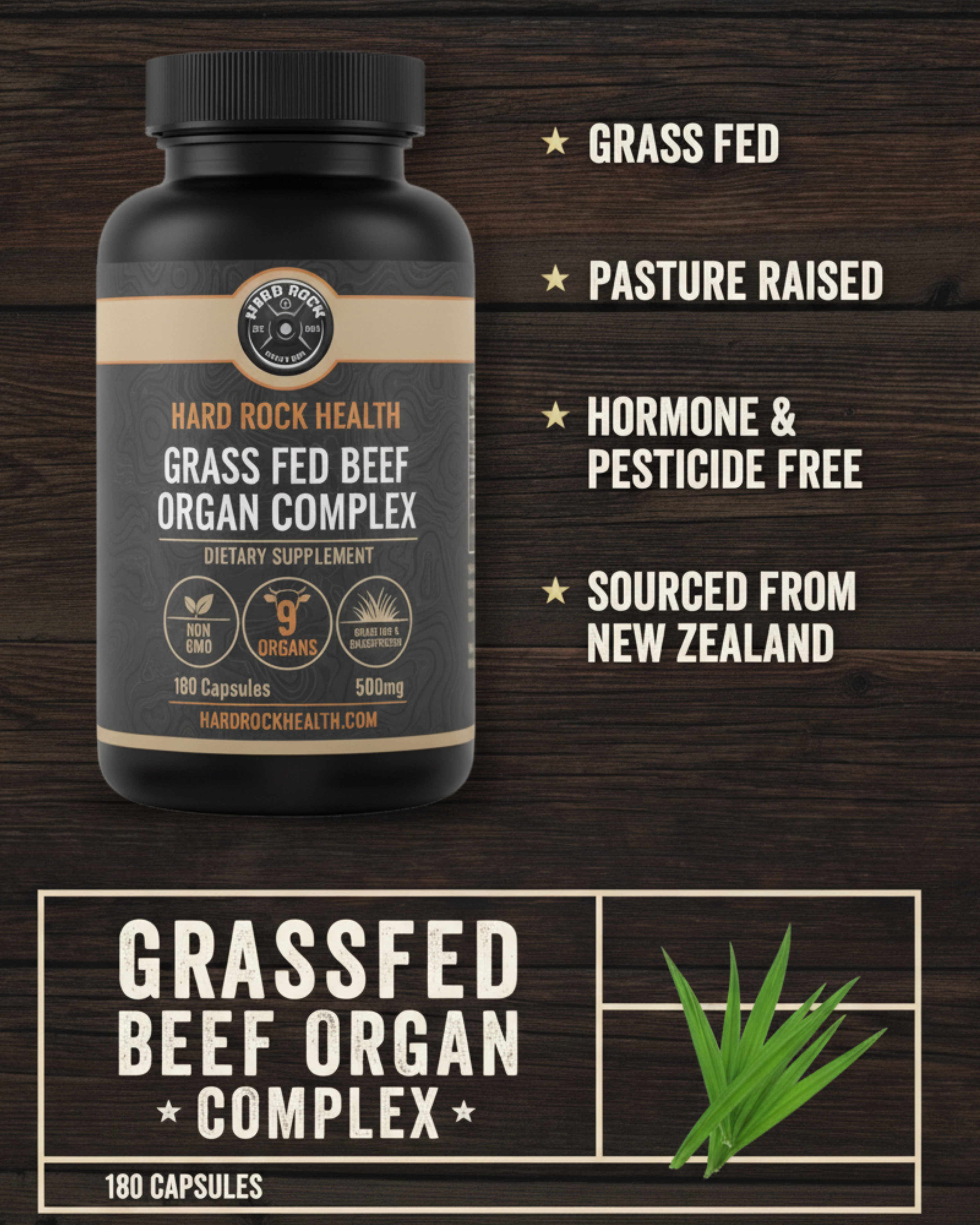 Hard Rock Health Stores - Wholesale Voedingssupplement/vitamine - Grasgevoerd Rundvlees Orgaan Complex2