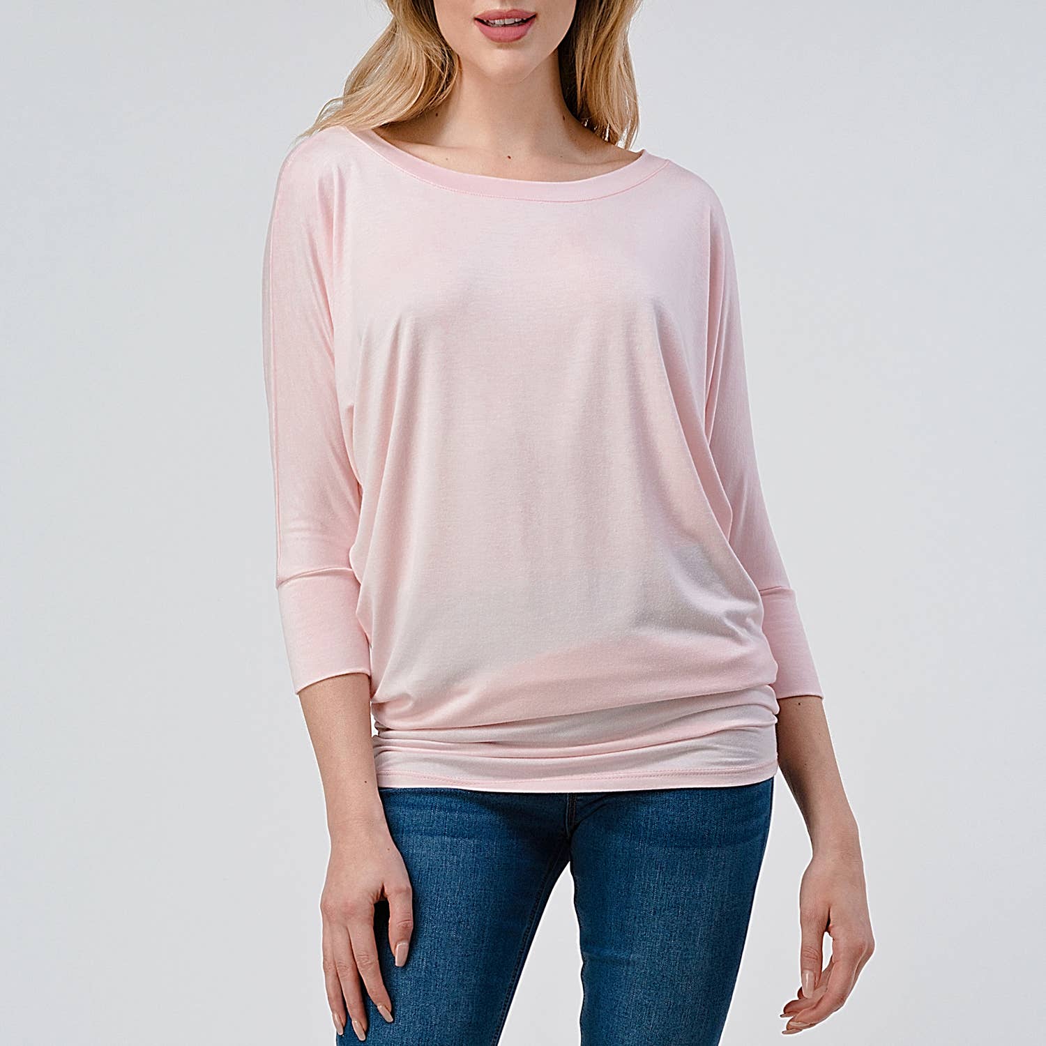 Heimious - Wholesale Knit Top - Women's - 3/4 Dolman Sleeve Round neck Modal Jersey  Top, 250345