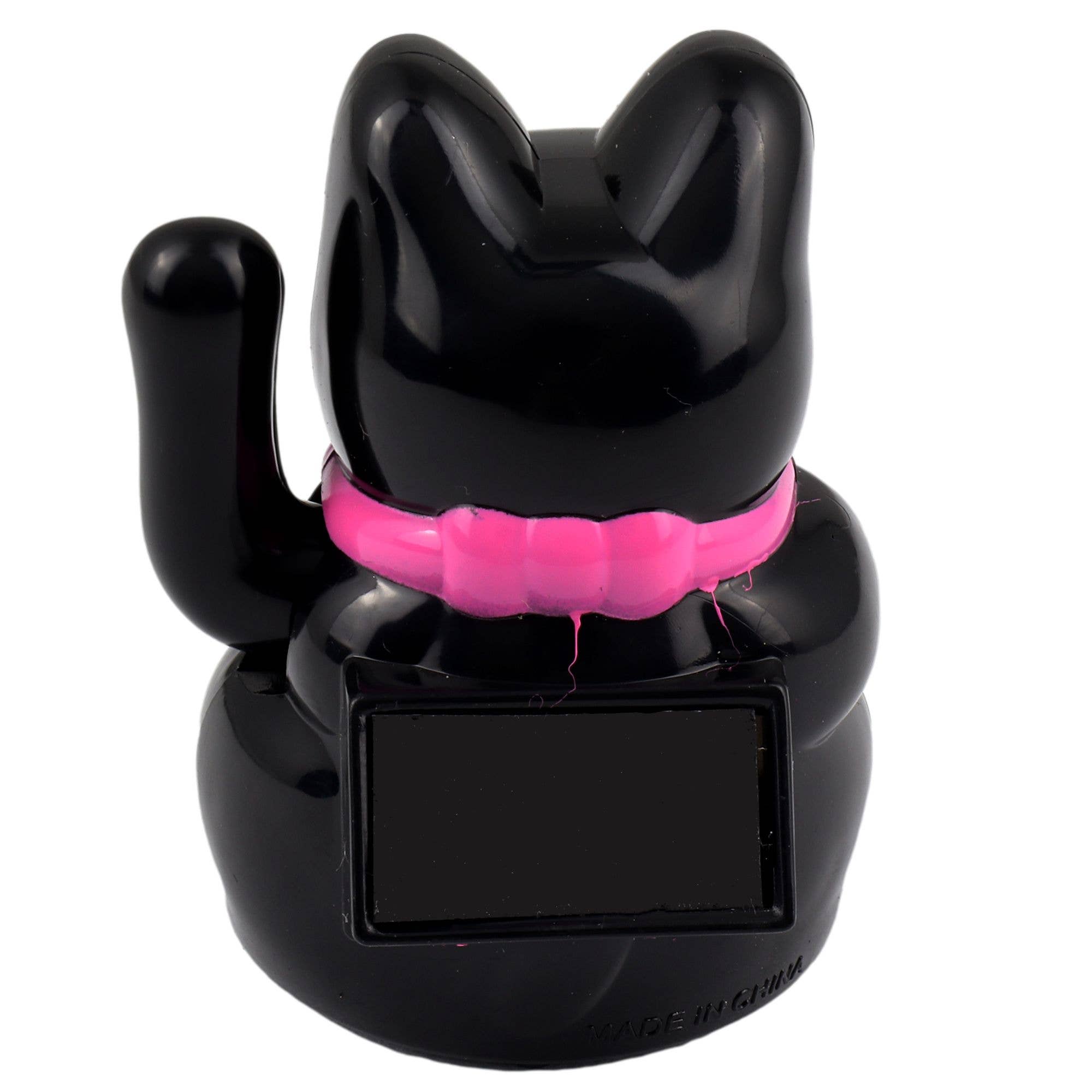 Tribal Trade GmbH - Wholesale Decorative Figurine - Lucky cat mini Maneki-neko black wave cat solar 5cm2