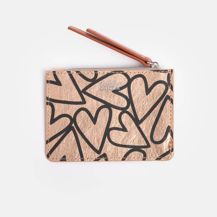 Caroline Gardner - Wholesale Wallet – Women's - Magnet Heart Rose Gold Kraft Short Patch Purse1