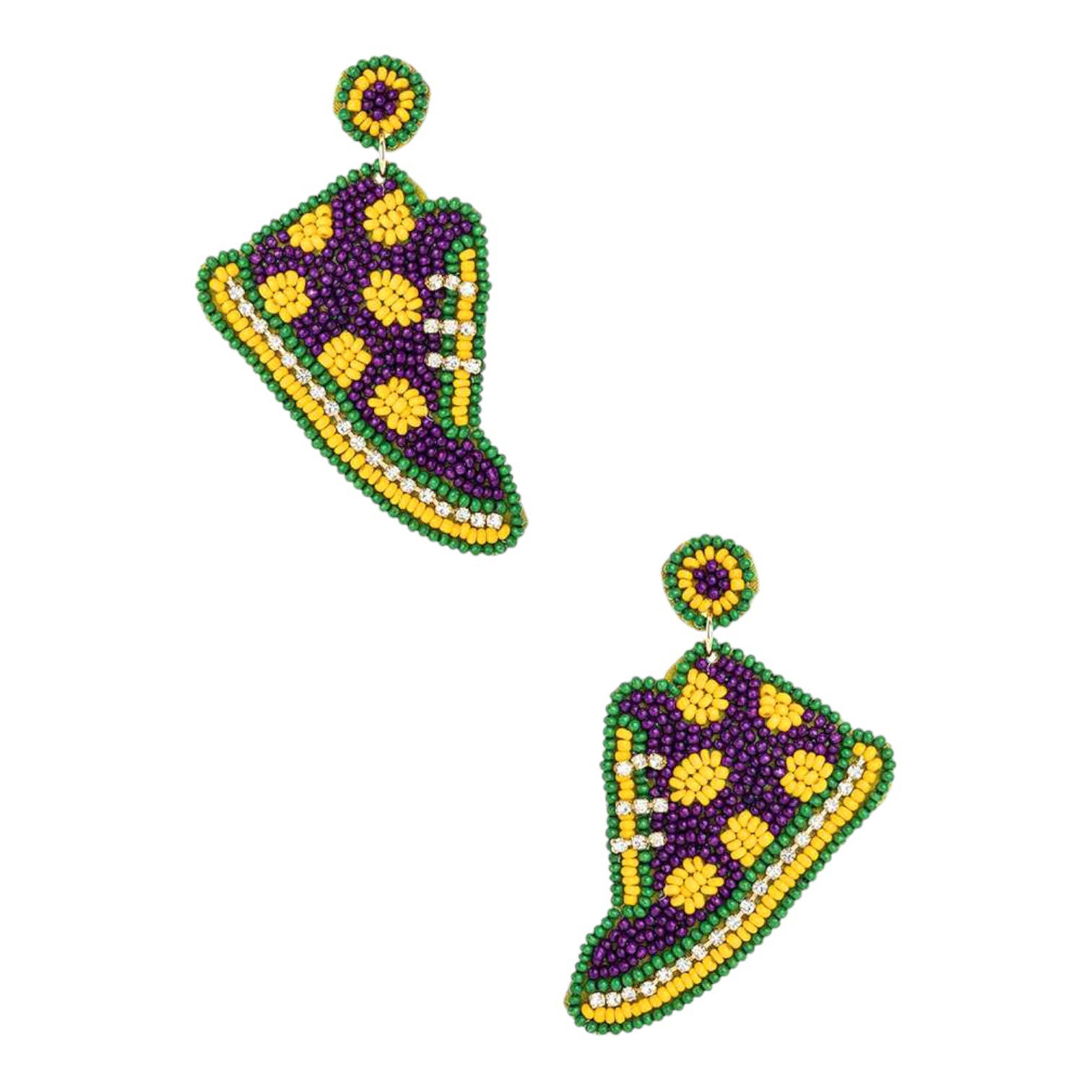 Mardi Gras Iconic Shoes Beaded Earrings for wholesale on Faire0