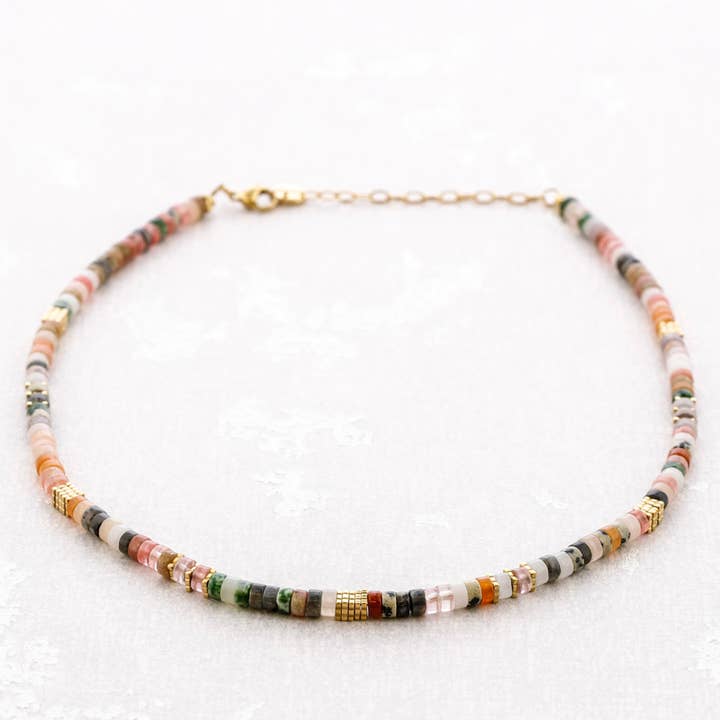 Sonata - Wholesale Snap Jewelry - Steel Stone Necklace