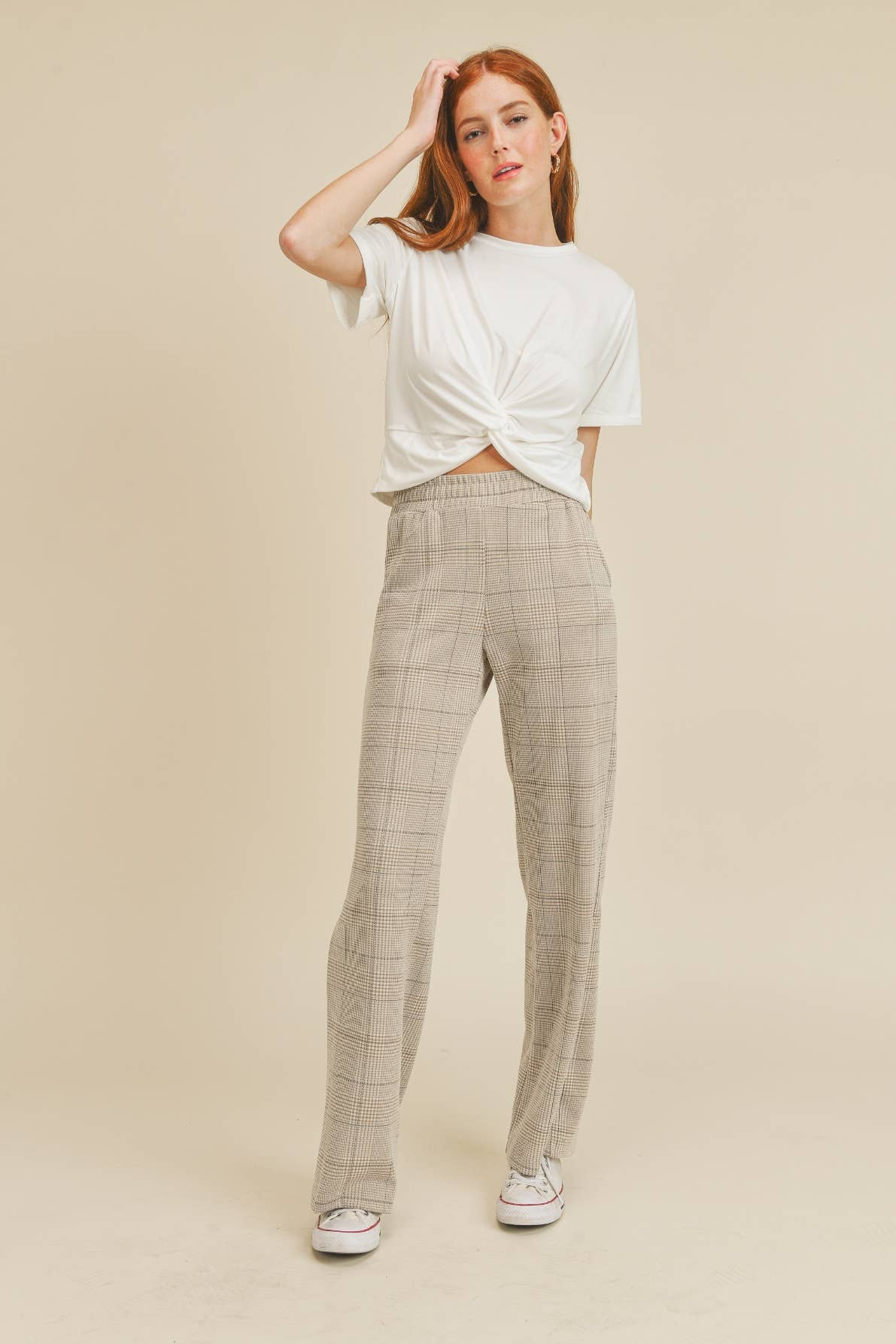 IT1001 Lovely Twisted Knot T-Shirt Off White Neutral for wholesale on Faire8