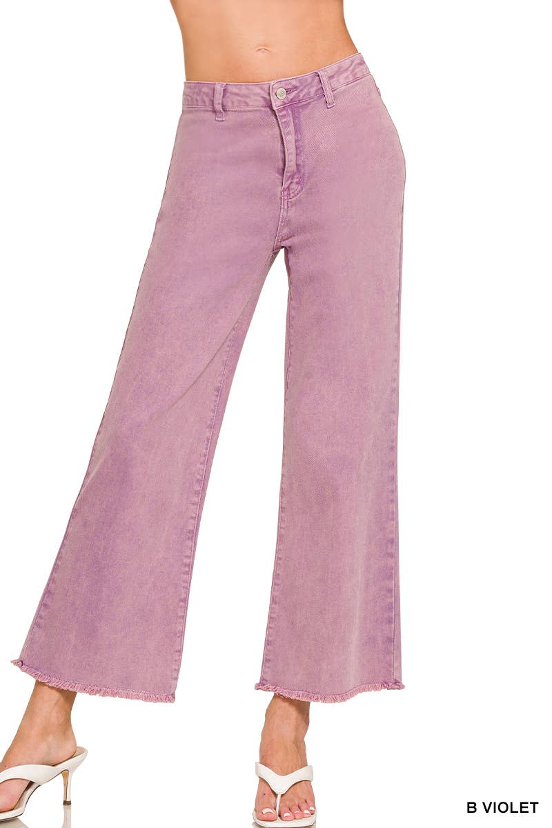 42POPS – wholesale Jeans - Dam – .Syra-tvättade fransiga avklippta raka vida byxor31