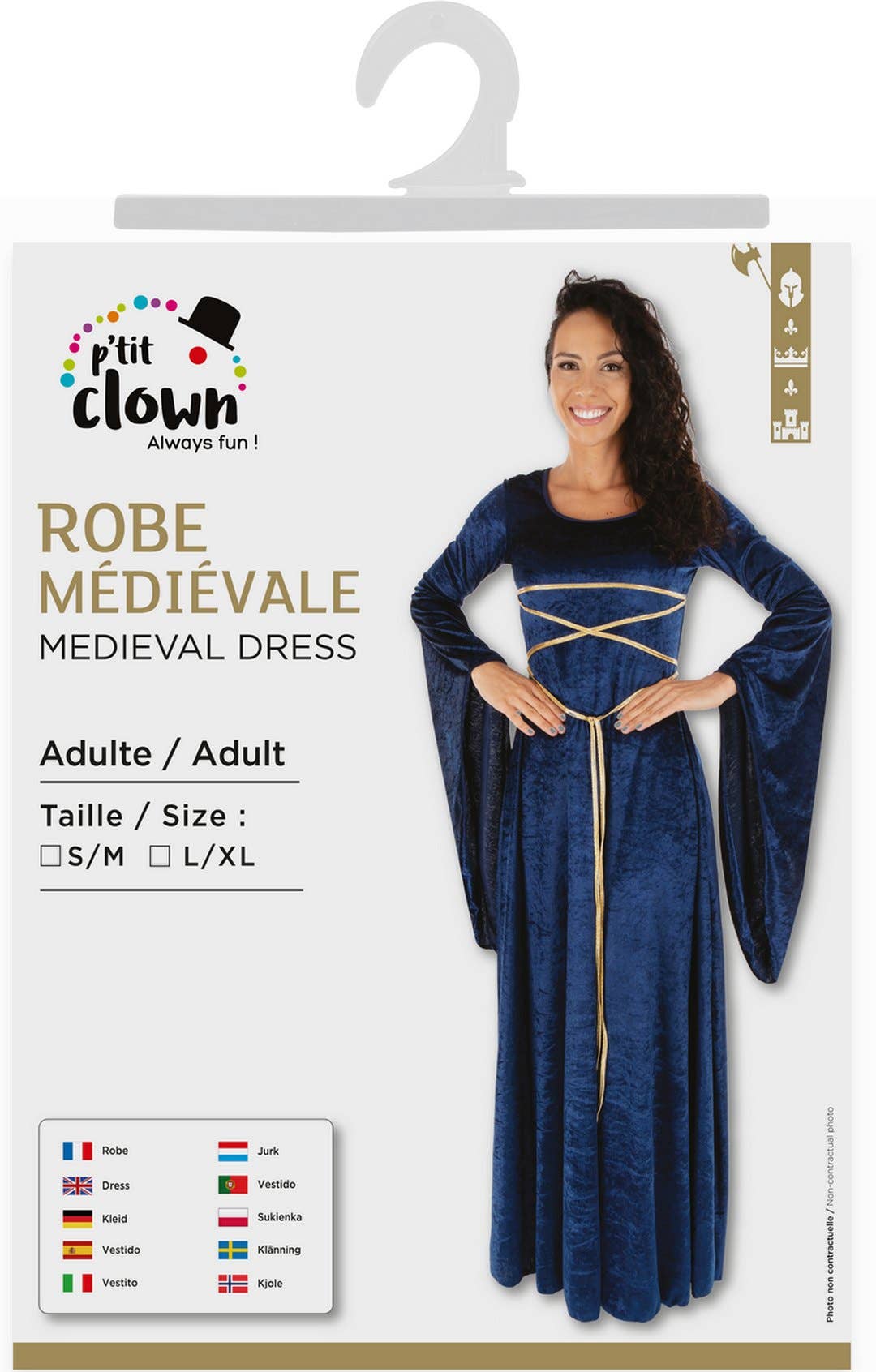 P'tit Clown - Venta al por mayor Disfraz - Mujer - Vestido medieval azul para adulto - talla L/XL3