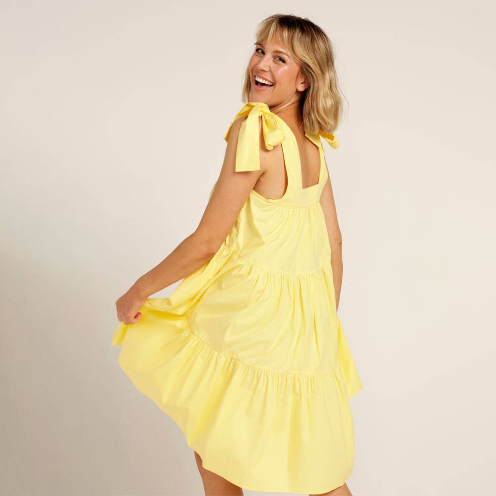 Love, Bonfire the Label - Wholesale Dress - Women's - Cotton Mini Swing Dress - Lemon Yellow9