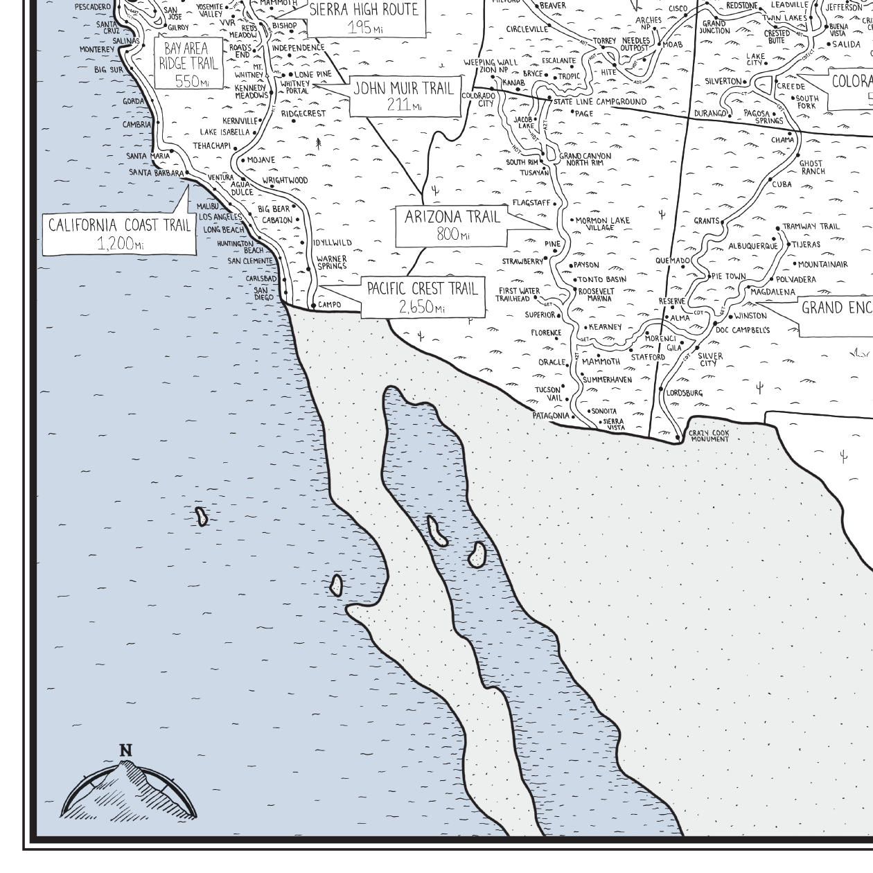 Sherpa Ant - Wholesale Map - Long-Distance Color Your Hike Trail Map2