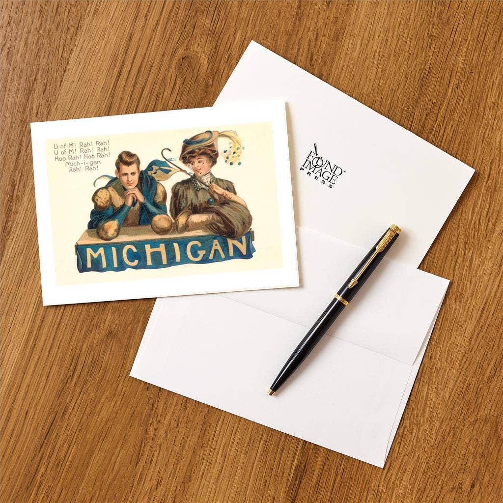 Found Image Press - Vente Assortiments de papeterie/cartes - Carte de vœux MI-529 Université du Michigan Cheer1