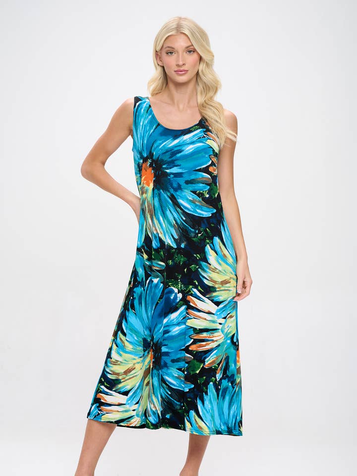 Turquoise BNS Long Tank Dress - 7000BN-TRP1-W440 for wholesale on Faire0