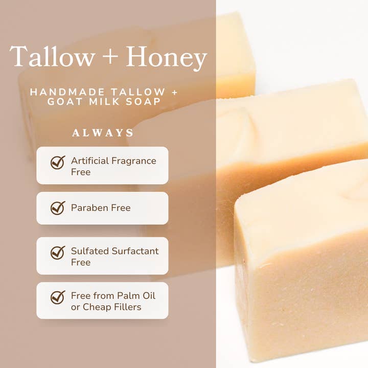 Pretty farm girl - Wholesale Bar Soap - Pure Tallow + Honey Fragrance Free Tallow and Goat Milk Handmade Soap Bar3