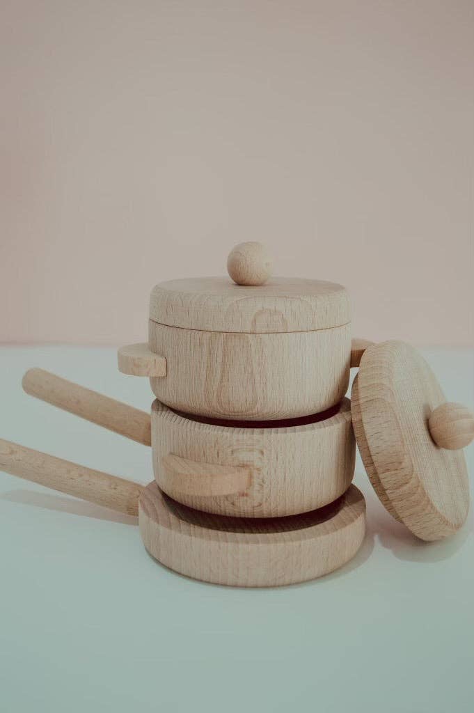 Petit Abode - Wholesale Wood Toy - Kids - Wooden Pots & Pans Set1