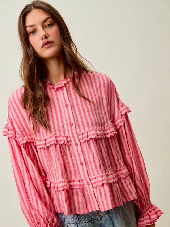 SO ME Randig Vändbar Flowy Boho Blus för wholesale av React Activewear