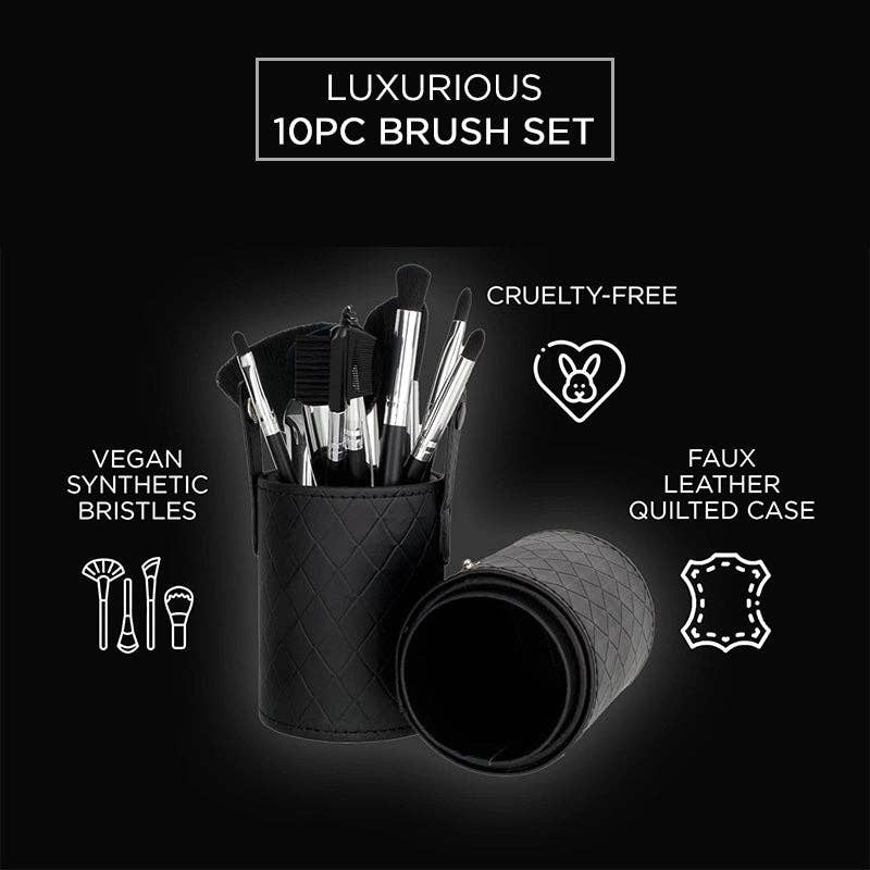 Pure Cosmetics - Wholesale Makeup Brush Set - 10-Piece Professional Quilted Brush Set2