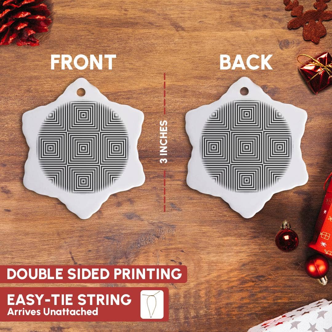 3dRose - Wholesale Ornament - 3dRose, Black and White Graphic Optical Illusion Squares, Ornament2