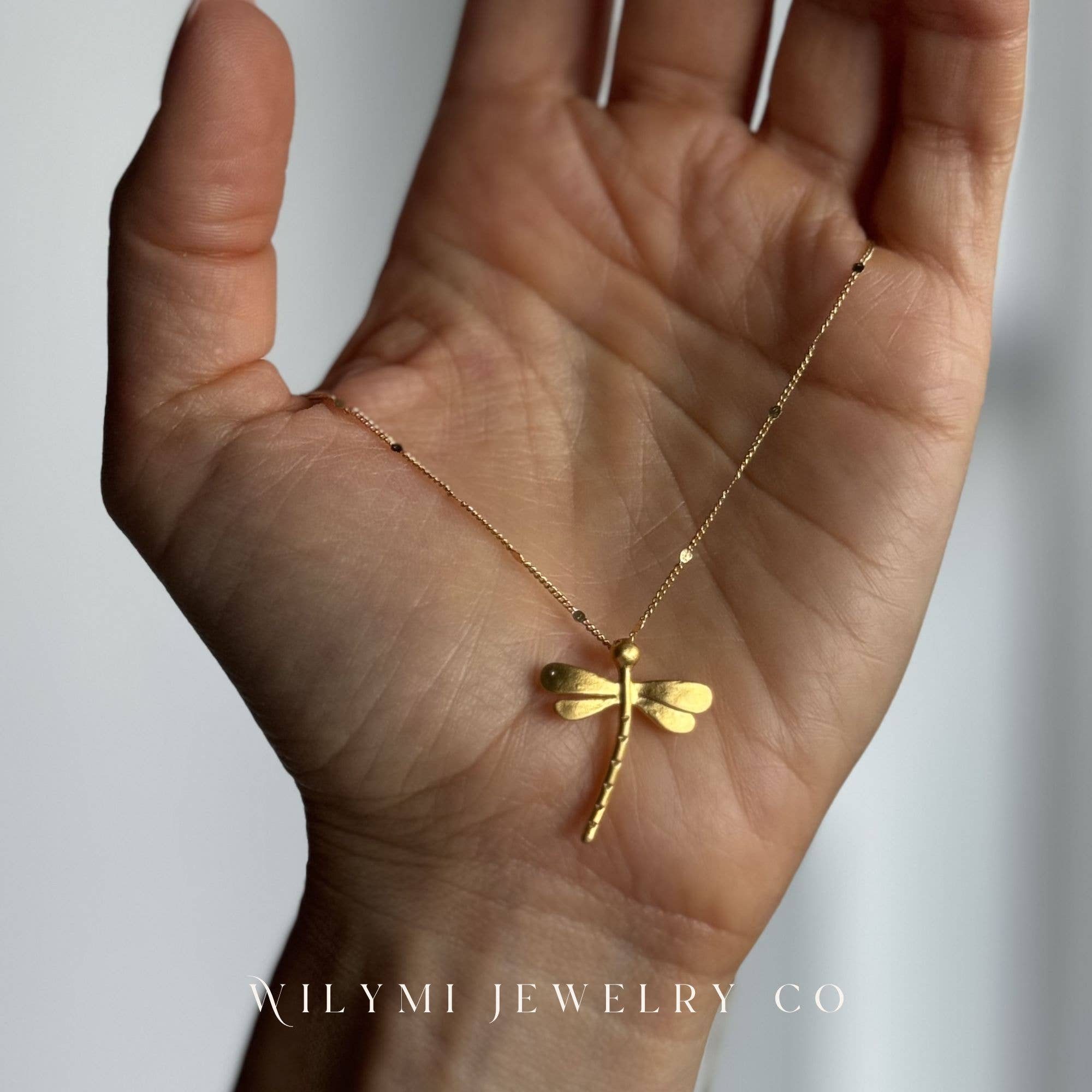 WILYMI Jewelry Co - Wholesale Pendant/Charm Necklace - Mini Dragonfly Necklace | Gold Filled | Sparkling 3