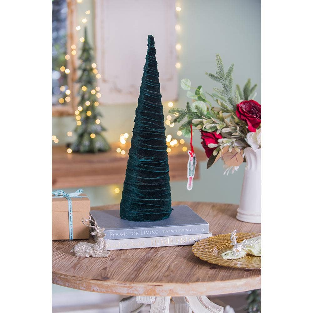 A&B Home Group Inc. – Großhandel Weihnachtsschmuck – D6,3x20" Grüner Samtkegelbaum - Dunkelgrün1