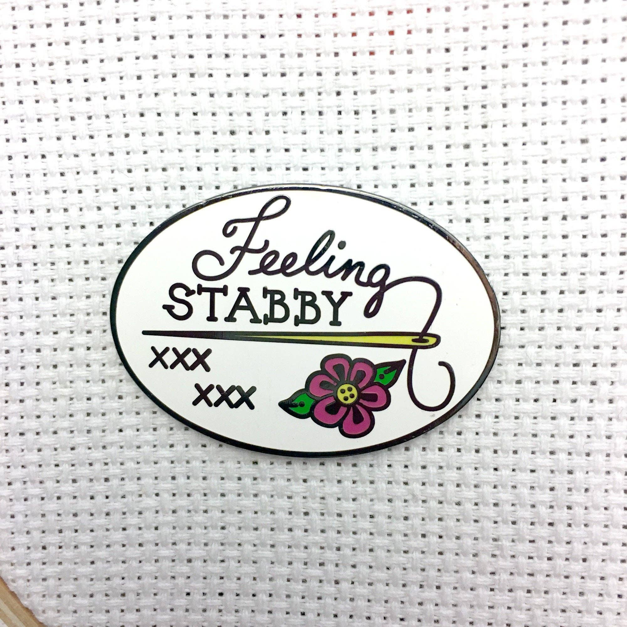 Snarky Crafter Designs – wholesale Knitting/Crochet Supplies – Feeling Stabby Enamel Needle Minder1