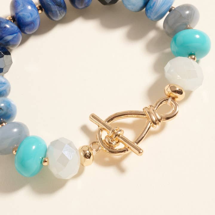 Verita Lane - Wholesale Beaded Bracelet - Marbled Ombre Resin Oval Beaded Stretch Bracelet6