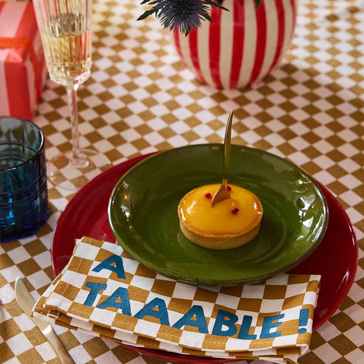 Rose in April - Wholesale Tablecloth - TABBLE CLOTH ZOE CHECKERBOARD CARAMEL5