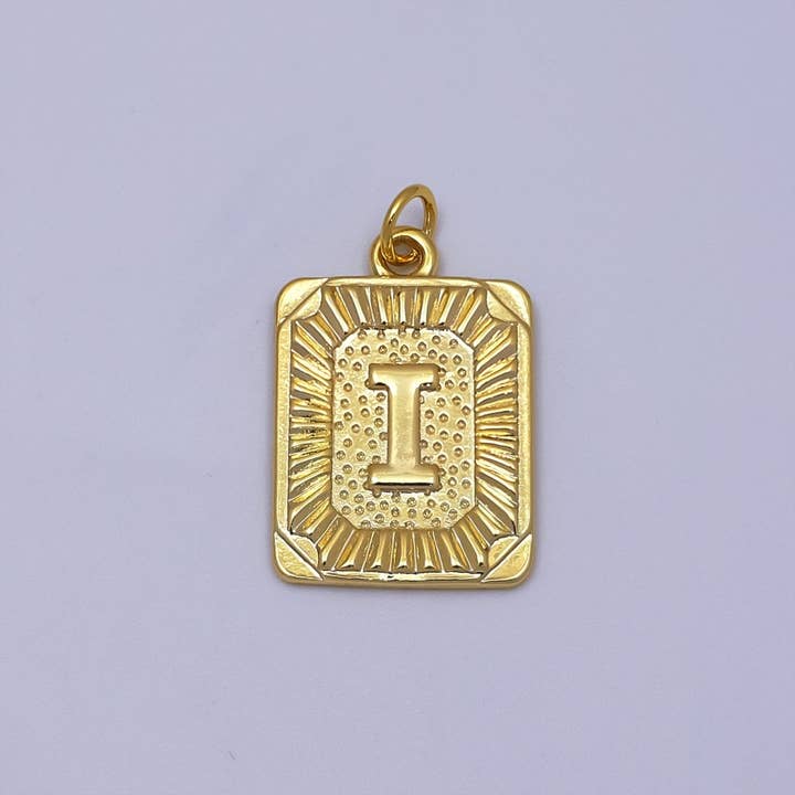 Aim Eternal - Wholesale Individual Charm/Pendant - 24k Gold Filled Initial Tag Letter Charm A - Z Alphabet Letter Tile Charm Pendant Personalized Charm for Designer Inspired Necklace Jewelry Making A716~A7288