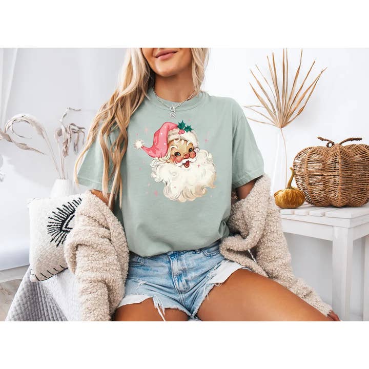 A Blessed Texas Mess Boutique - Vente T-shirt à imprimés – femme - T-shirts de Noël rétro roses et sweat-shirts Vintage Sant