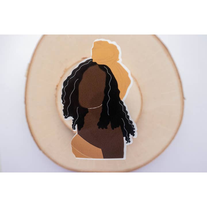 Yellow Scarf Girl Stickers, Die-Cut Sticker, Black Woman for wholesale by Syera Love & Co.