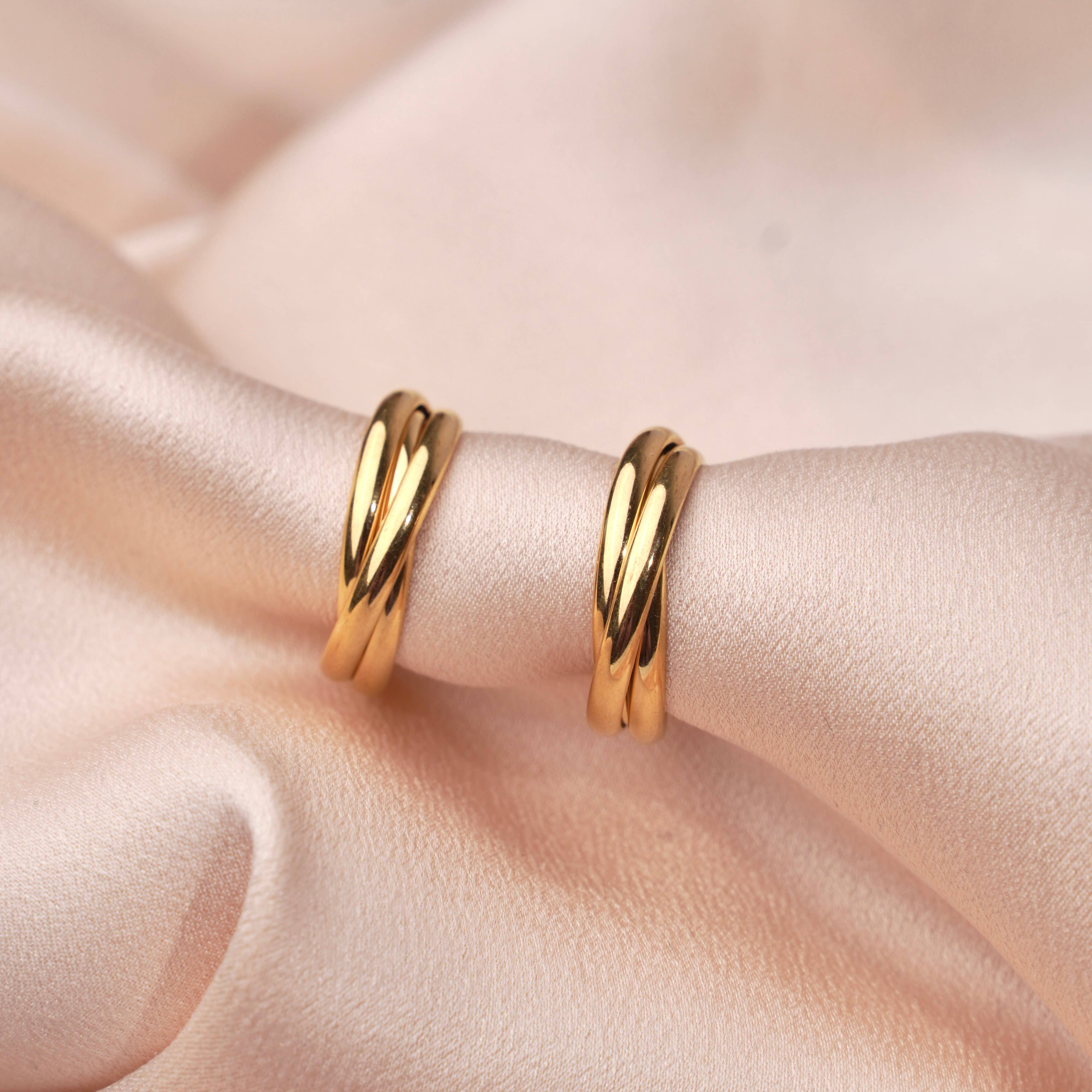 Victoire Collection - Wholesale Hoop Earrings - stainless steel three ring earrings4