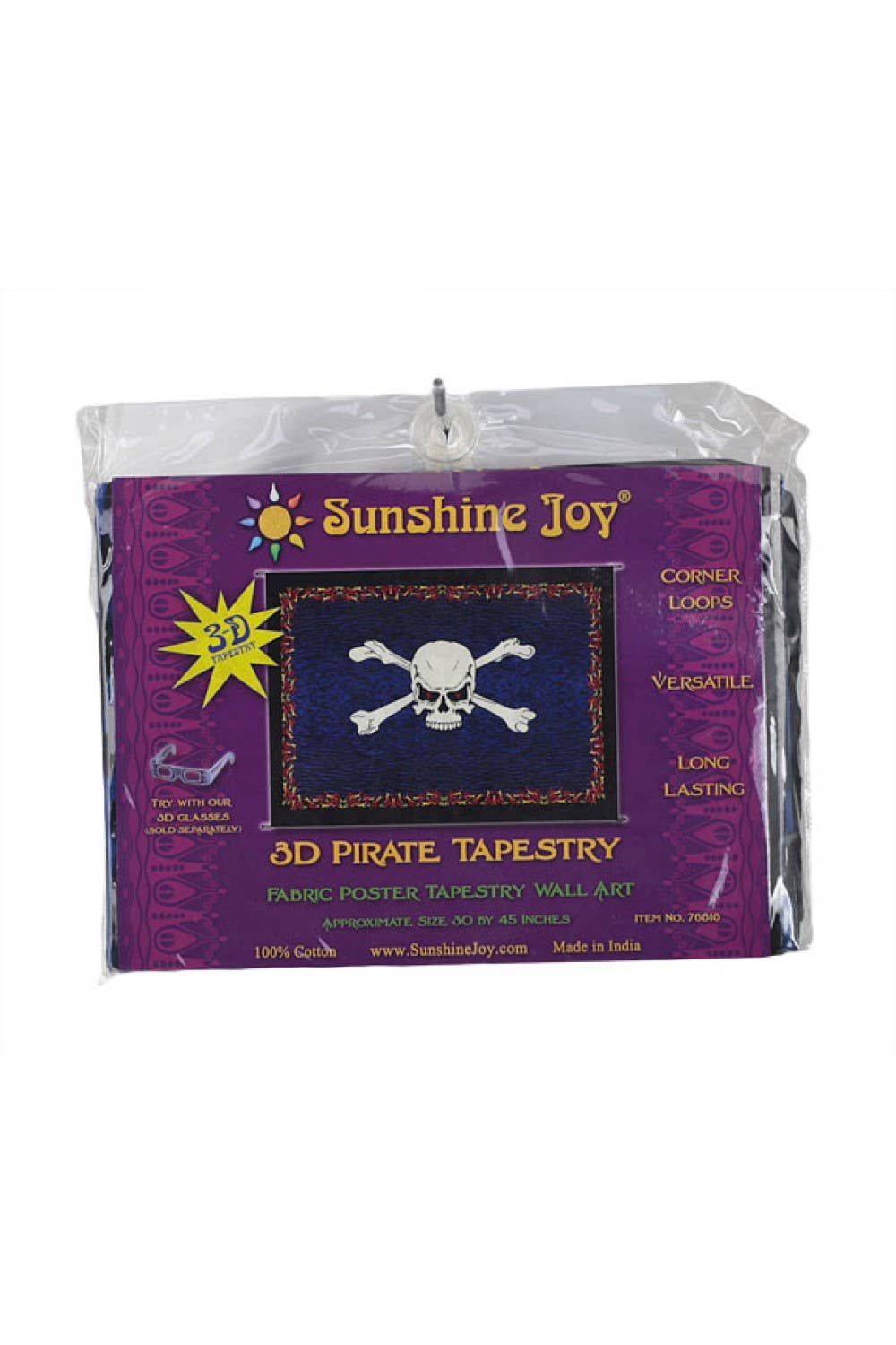 Sunshine Joy - Vendita all'ingrosso Arazzi/Tessuti d'arredo - Mini arazzo 3D Fire Bones Pirate, arazzi confezionati2
