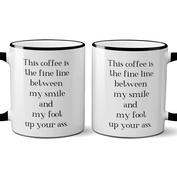 Quippy This coffee is the fine line between my smile... Mug for wholesale by The Buffalo Works