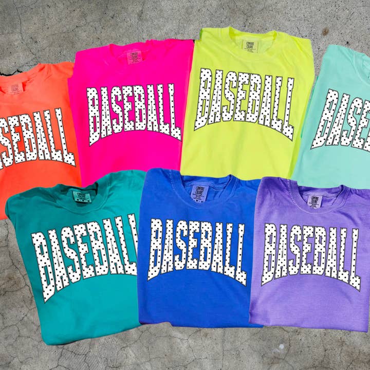 Polka Dot Baseball Letters (Pick your tee color) for wholesale by The Red Rival Wholesale