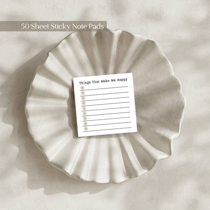 Things That Make Me Happy: 50 Sheet Post-It Note Notepad for wholesale by Eleventh and Taylor