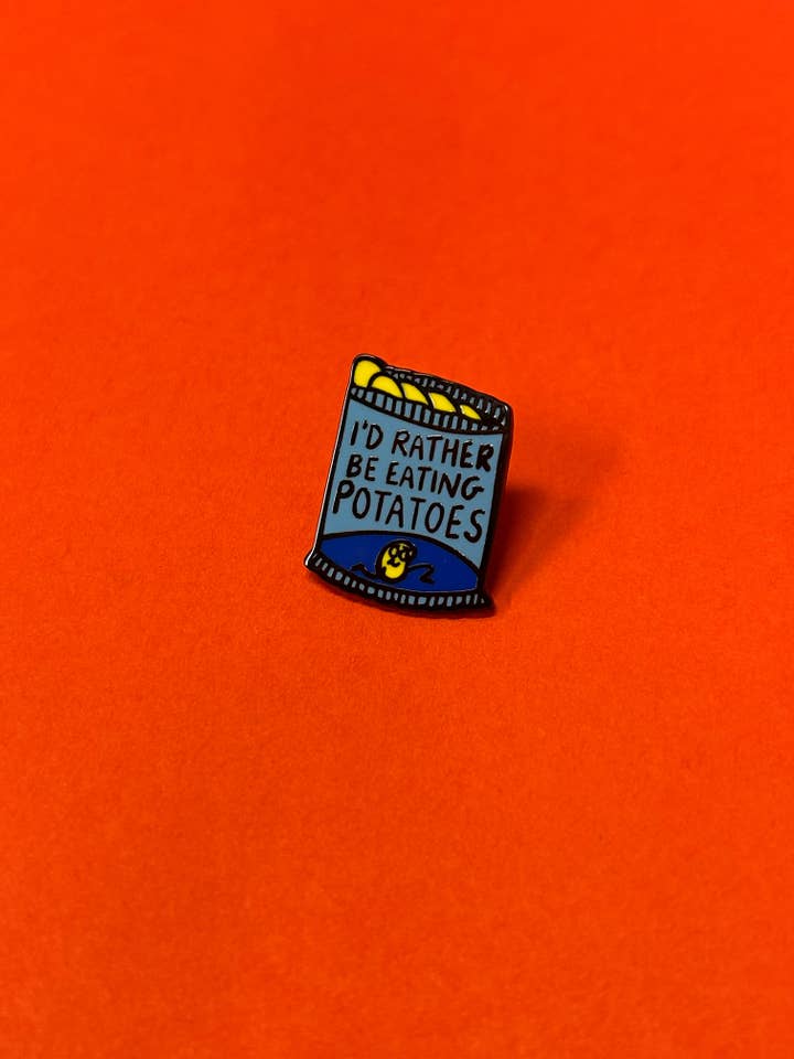 Preferirei mangiare patatine spilla smaltata blu V2 per la vendita all'ingrosso da parte di 2B Or Not 2B