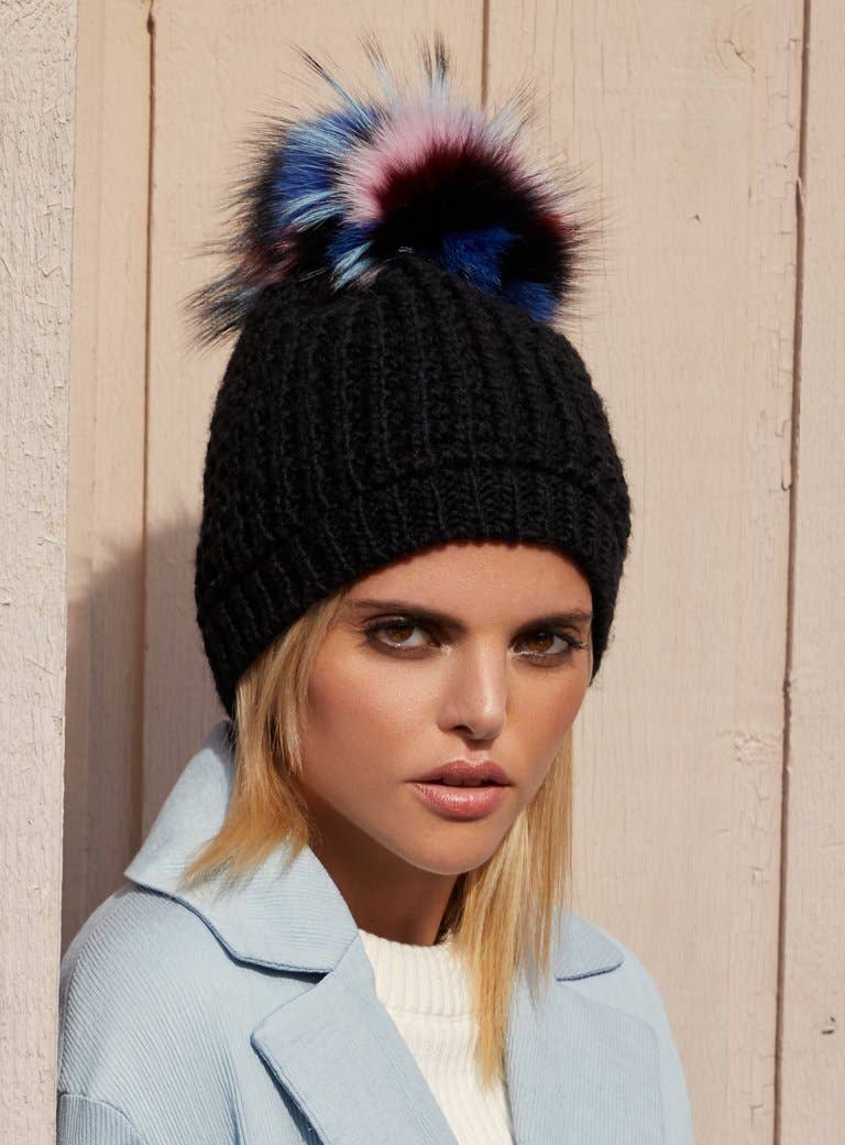 Kyi Kyi - Wholesale Beanie - Women's - Classic Fur - Multi Color Pom0