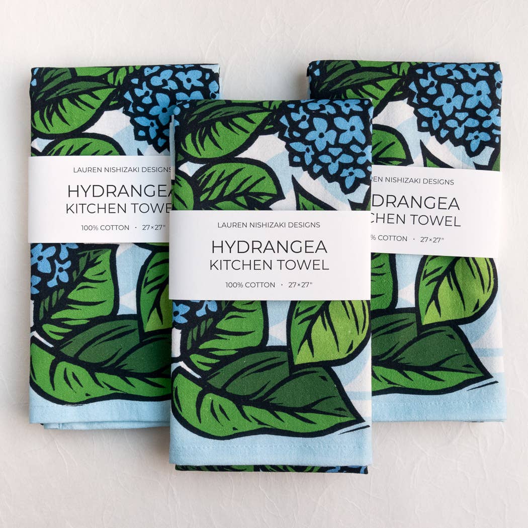 Lauren Nishizaki Designs - Wholesale Tea Towel - Hydrangea Kitchen Towel1
